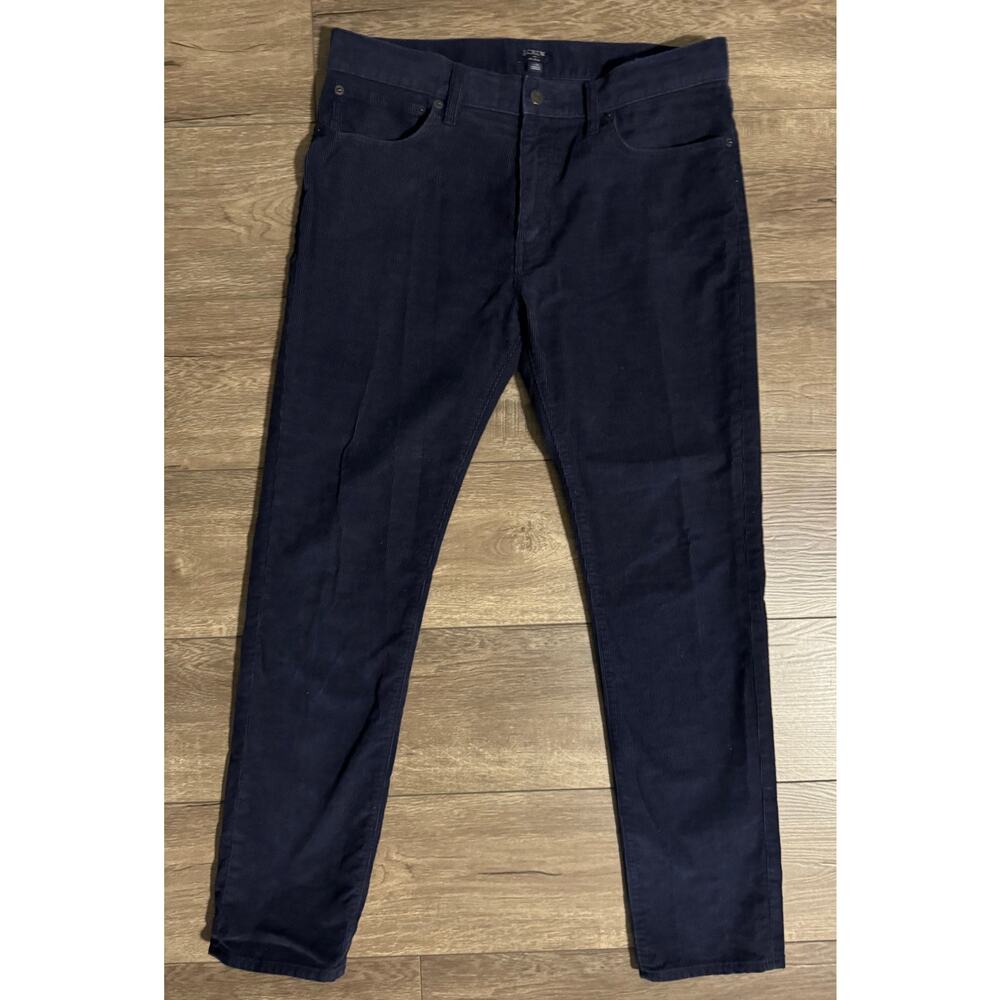 J. Crew Flex Slim Fit‎ Navy Blue Corduroy Pants Mens 33 x 32 (actual 33x31) FLAW
